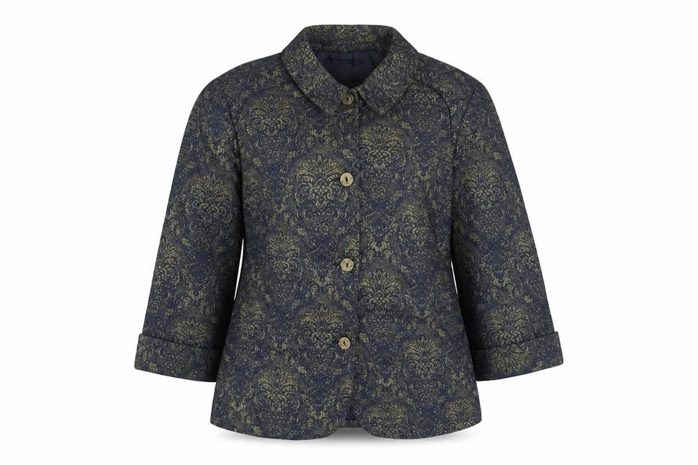 Celaia Womens Blue Paisley Cotton Jacket Suit Jacket Size 12