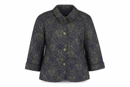 Celaia Womens Blue Paisley Cotton Jacket Suit Jacket Size 12