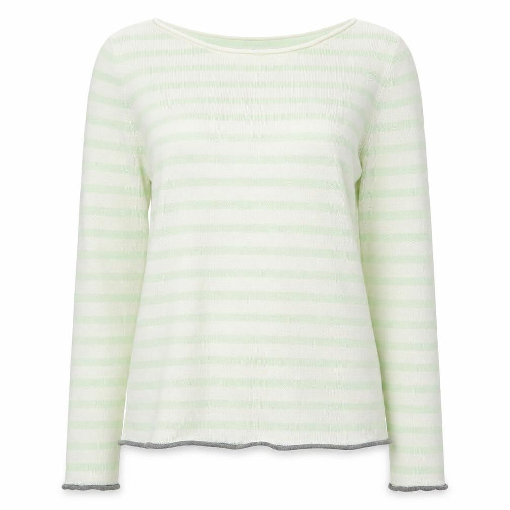 Gap Womens Green Round Neck Striped Cotton Pullover Jumper Size S