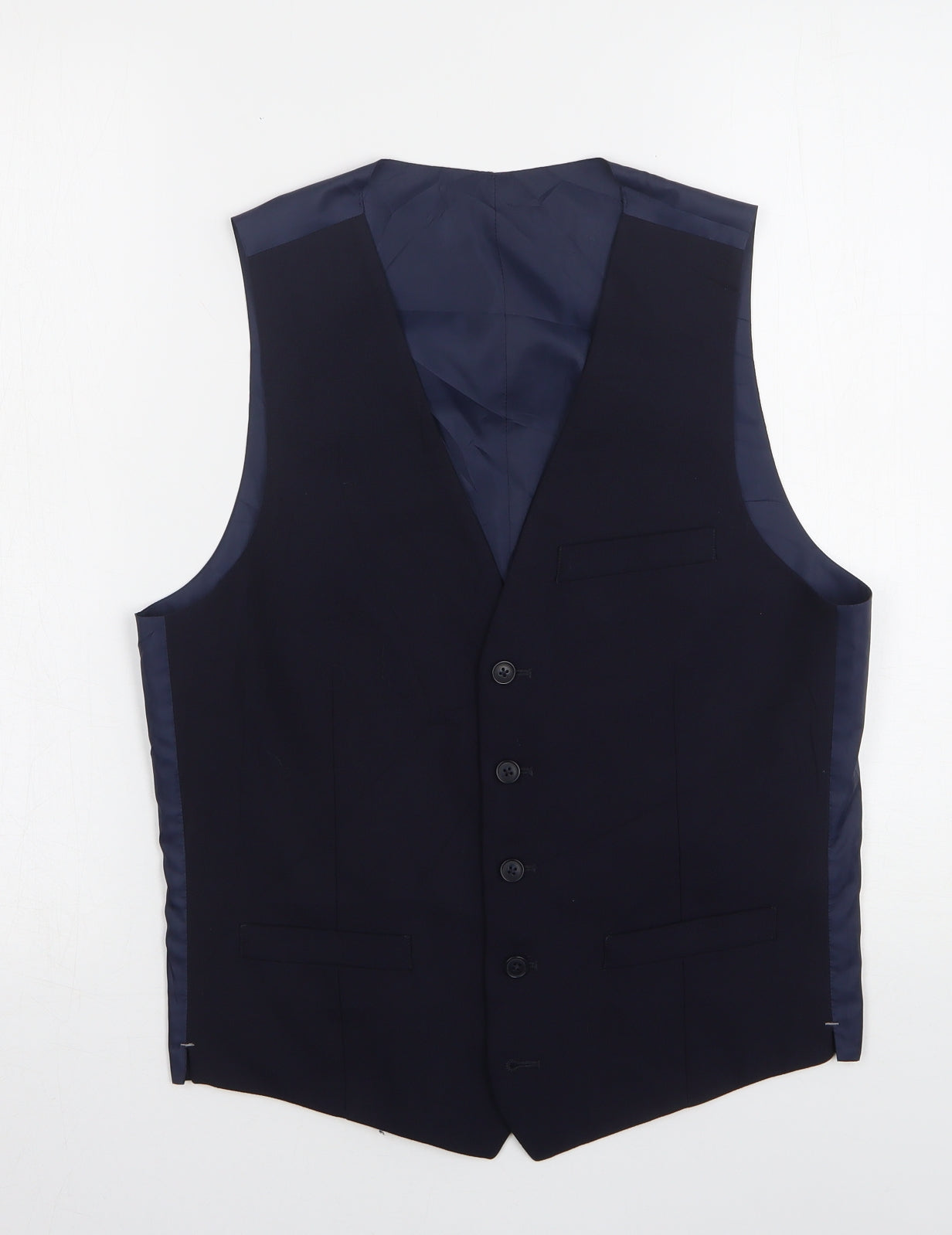 Marks and Spencer Mens Blue  Wool Jacket Suit Waistcoat Size S