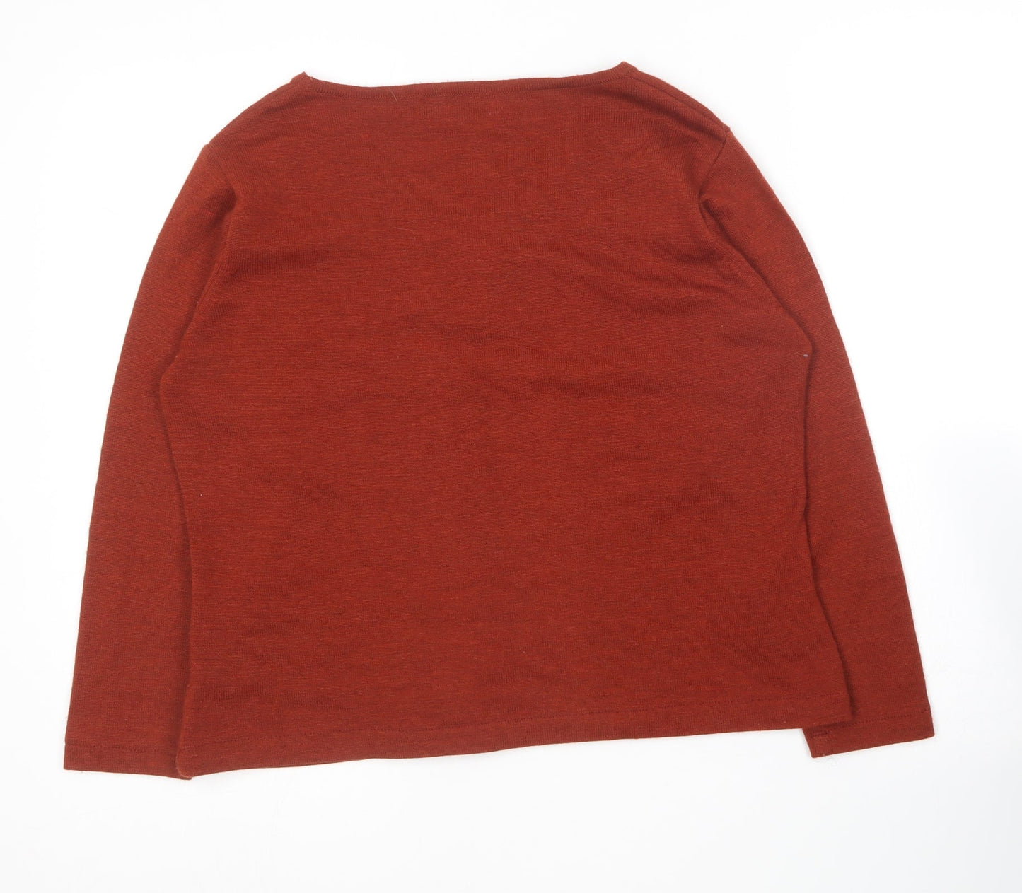 Celaia Womens Orange V-Neck  Acrylic Pullover Jumper Size 14