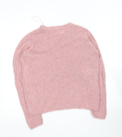 Isle Essentials  Womens Pink Round Neck  Acrylic Pullover Jumper Size 10