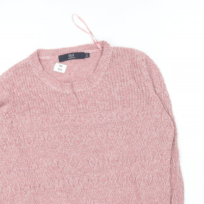 Isle Essentials  Womens Pink Round Neck  Acrylic Pullover Jumper Size 10