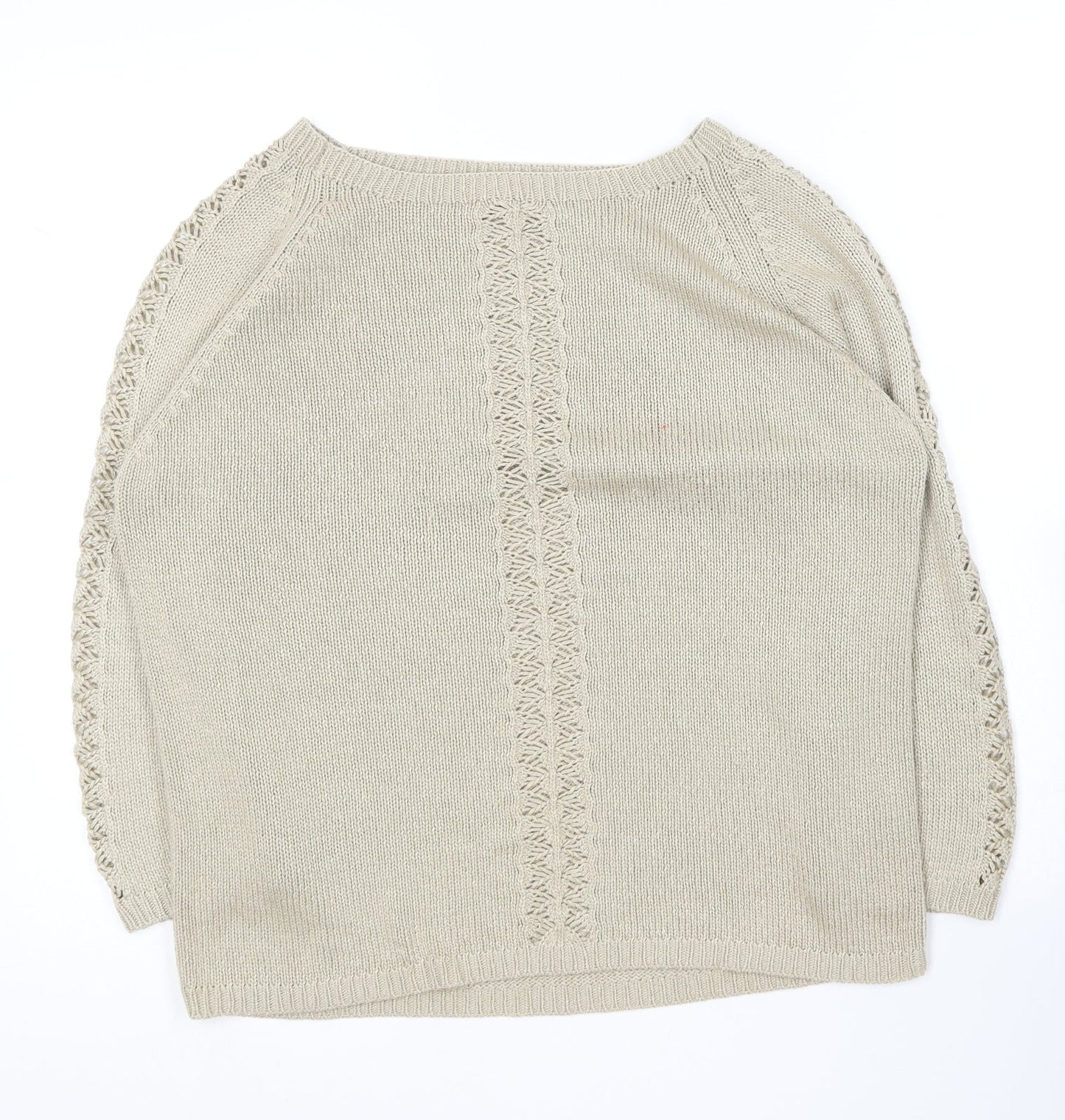 George Womens Beige Round Neck  Acrylic Pullover Jumper Size 14