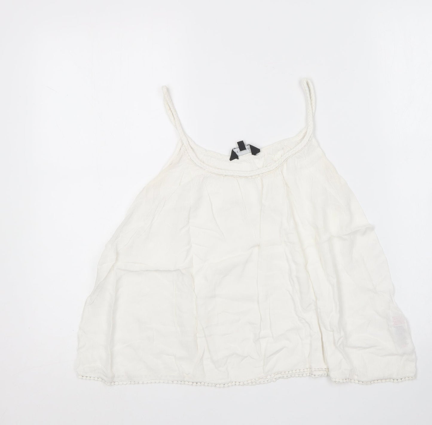 New Look Womens White  Viscose Camisole T-Shirt Size 10 Round Neck