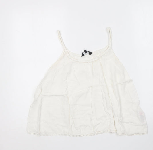 New Look Womens White  Viscose Camisole T-Shirt Size 10 Round Neck