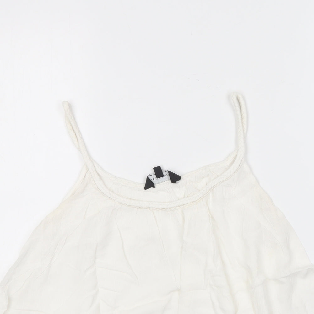 New Look Womens White  Viscose Camisole T-Shirt Size 10 Round Neck