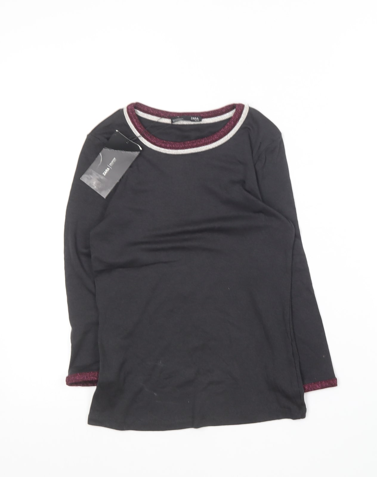 Zara Womens Grey  Lyocell Basic T-Shirt Size S Roll Neck
