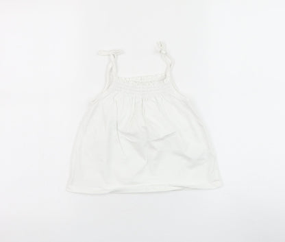 Next Girls White  Cotton Basic Tank Size 4-5 Years Round Neck Pullover