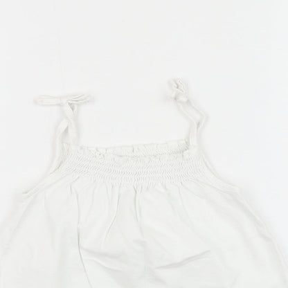Next Girls White  Cotton Basic Tank Size 4-5 Years Round Neck Pullover