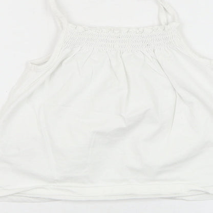 Next Girls White  Cotton Basic Tank Size 4-5 Years Round Neck Pullover