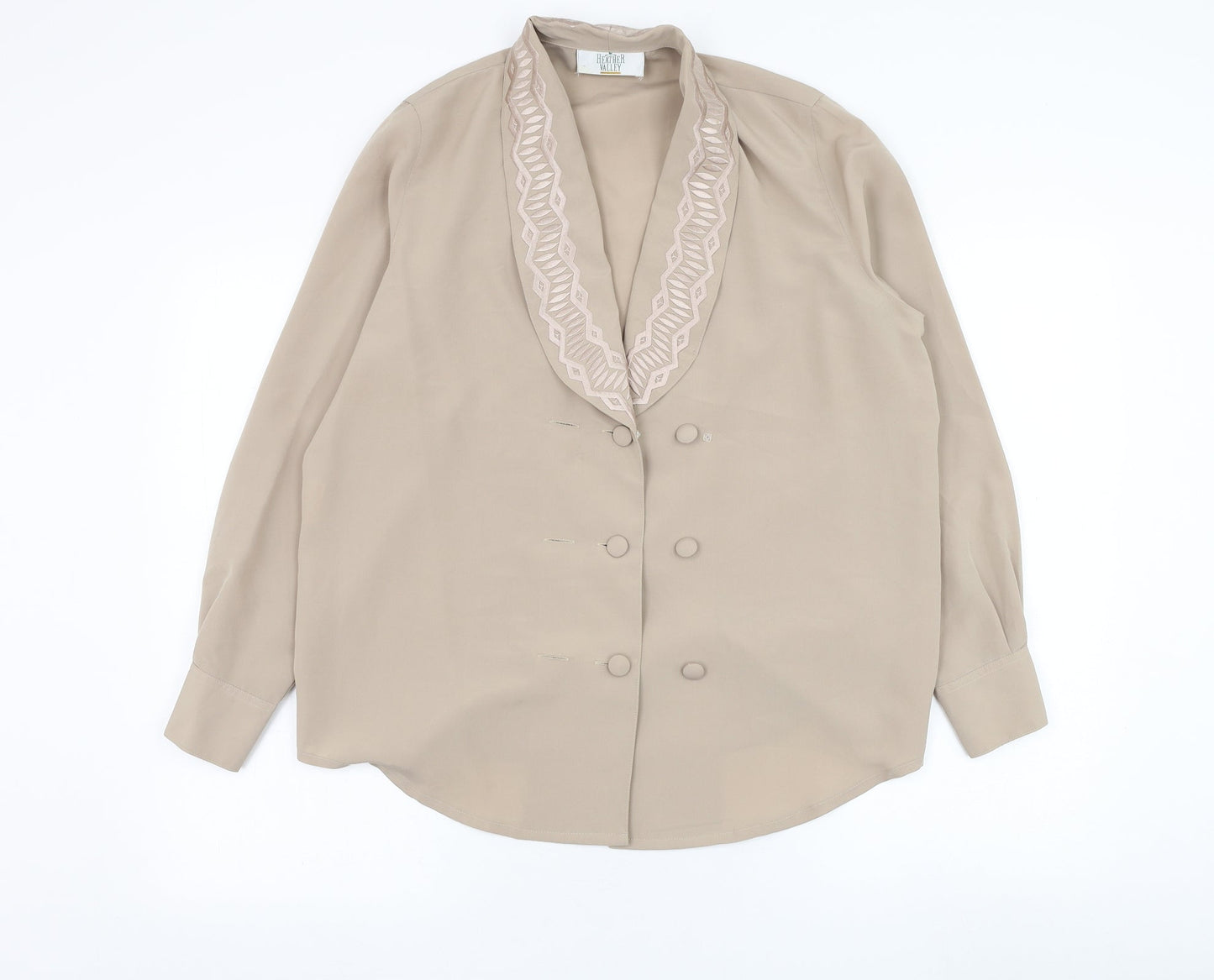 Heather Valley Womens Brown  Polyester Basic Blouse Size 12 Collared