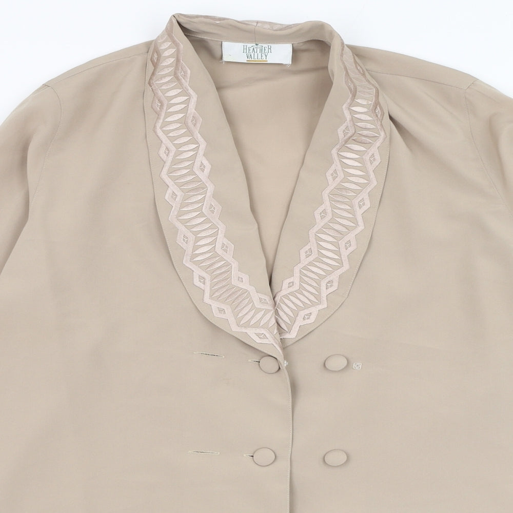 Heather Valley Womens Brown  Polyester Basic Blouse Size 12 Collared