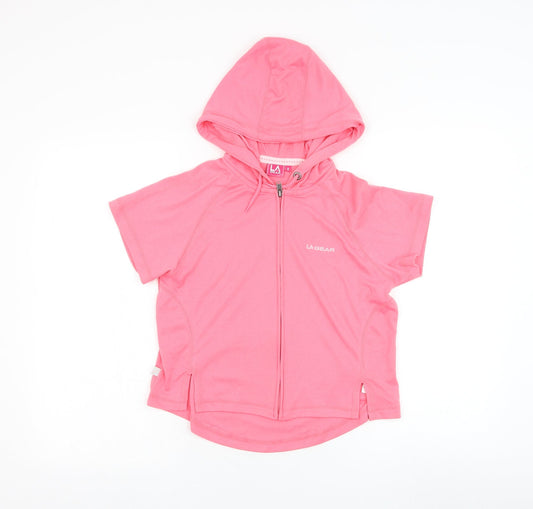 LA Gear Girls Pink  Polyester Full Zip Hoodie Size 8 Years  Zip