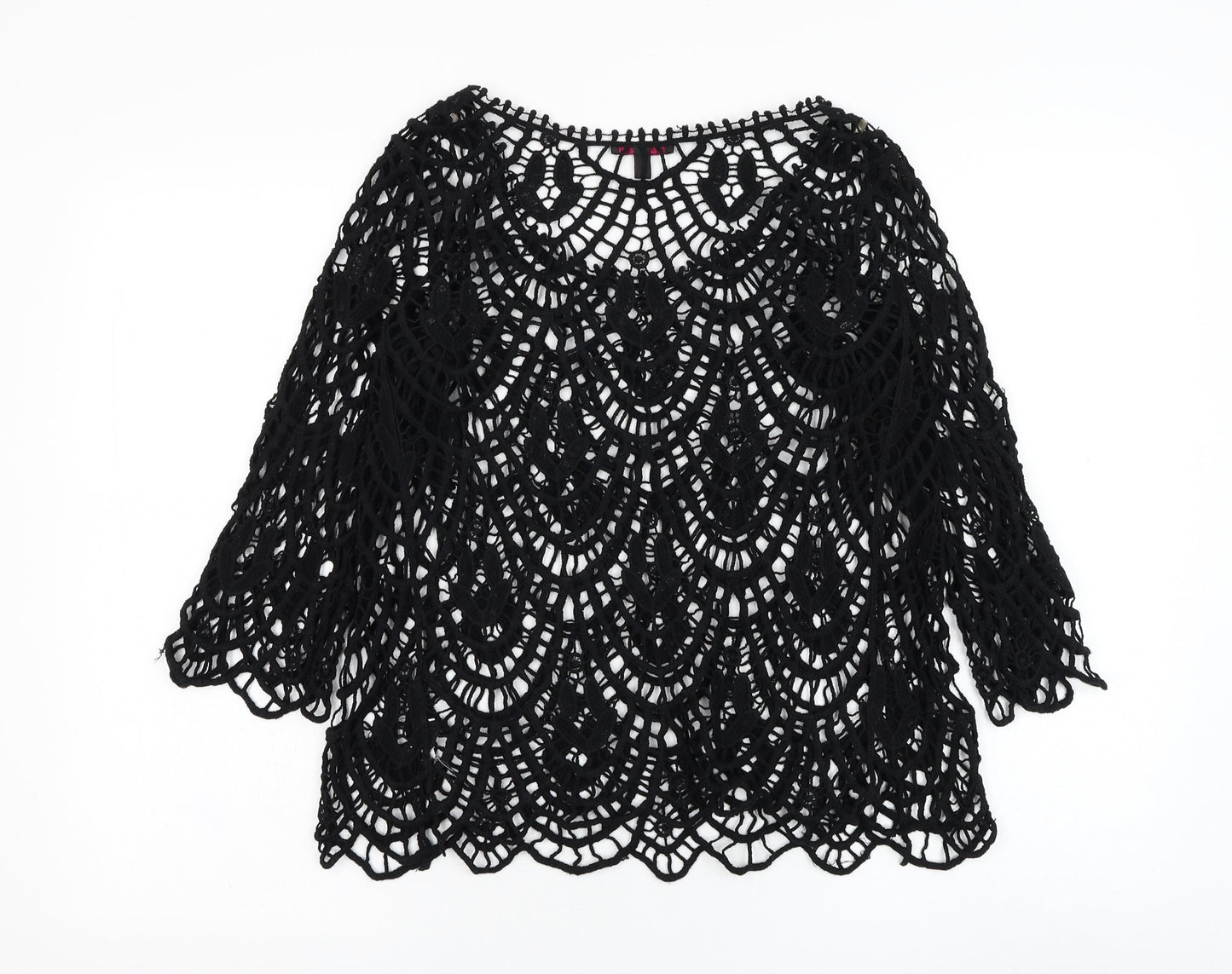 Mandi Womens Black Round Neck  Polyester Pullover Jumper Size 10