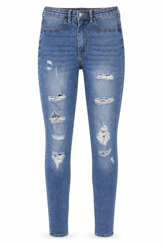 H&M Womens Blue  Cotton Skinny Jeans Size 8 L30 in Regular Zip
