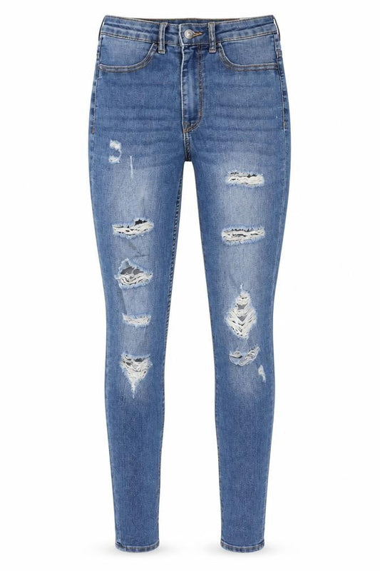 H&M Womens Blue  Cotton Skinny Jeans Size 8 L30 in Regular Zip
