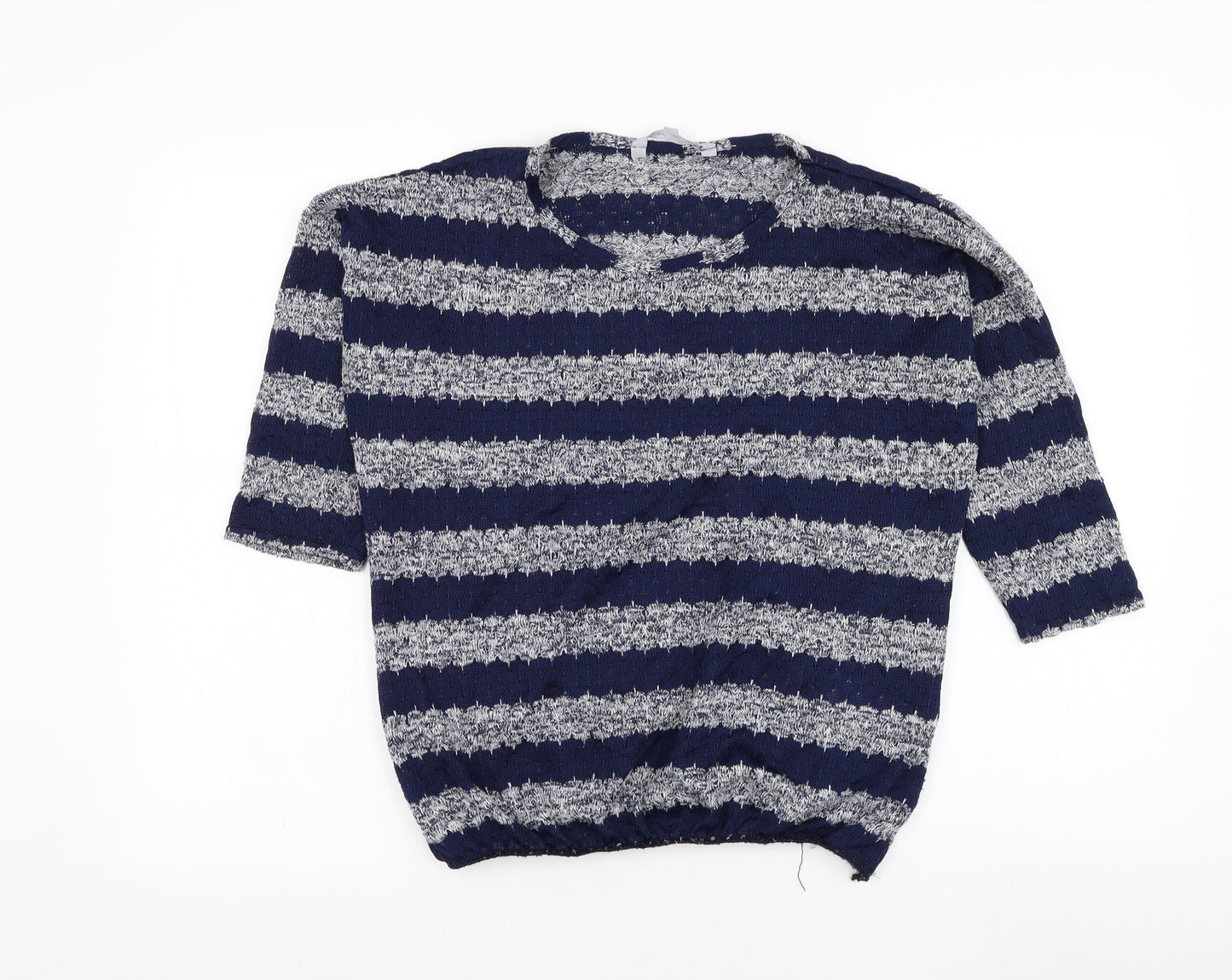 Red Herring Womens Blue Round Neck Striped Polyester Pullover Jumper Size 12