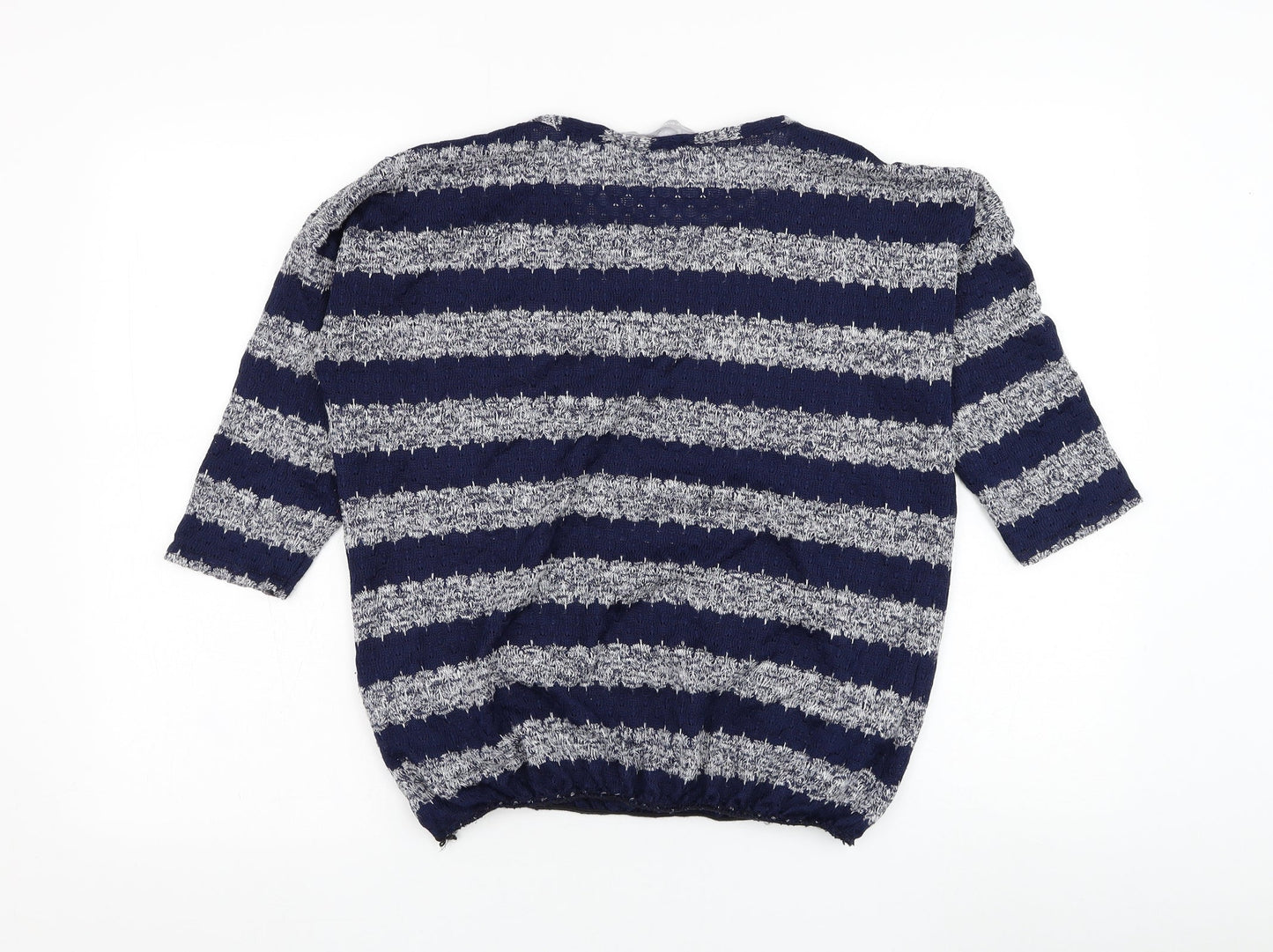 Red Herring Womens Blue Round Neck Striped Polyester Pullover Jumper Size 12