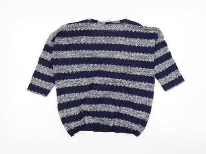 Red Herring Womens Blue Round Neck Striped Polyester Pullover Jumper Size 12
