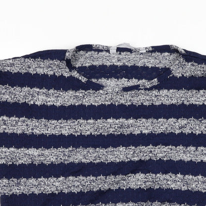 Red Herring Womens Blue Round Neck Striped Polyester Pullover Jumper Size 12