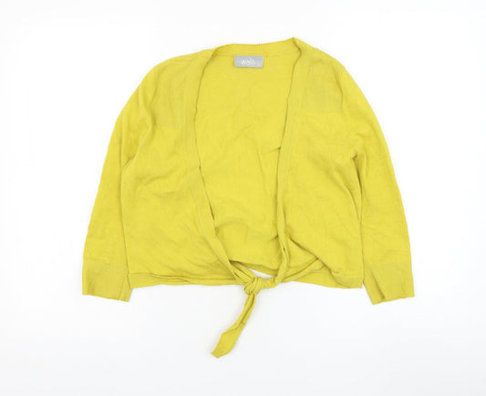 Wallis Womens Yellow V-Neck  Cotton Cardigan Jumper Size S