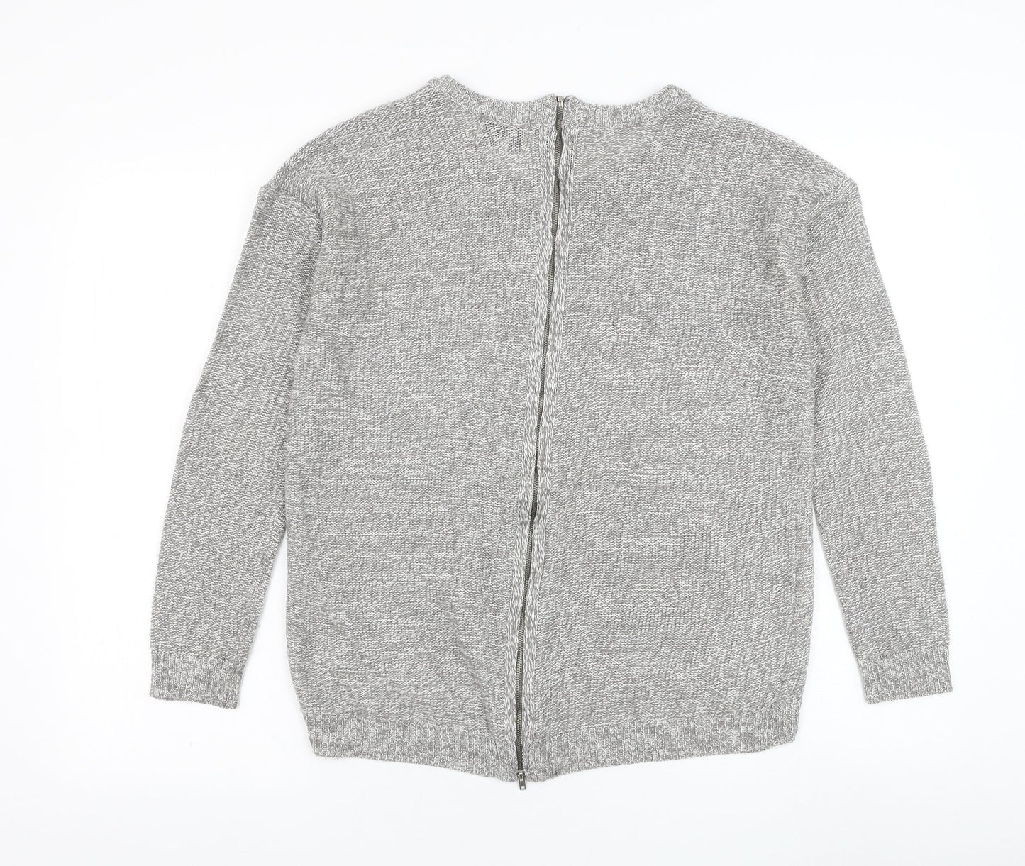 Papaya Womens Grey Round Neck  Acrylic Pullover Jumper Size S