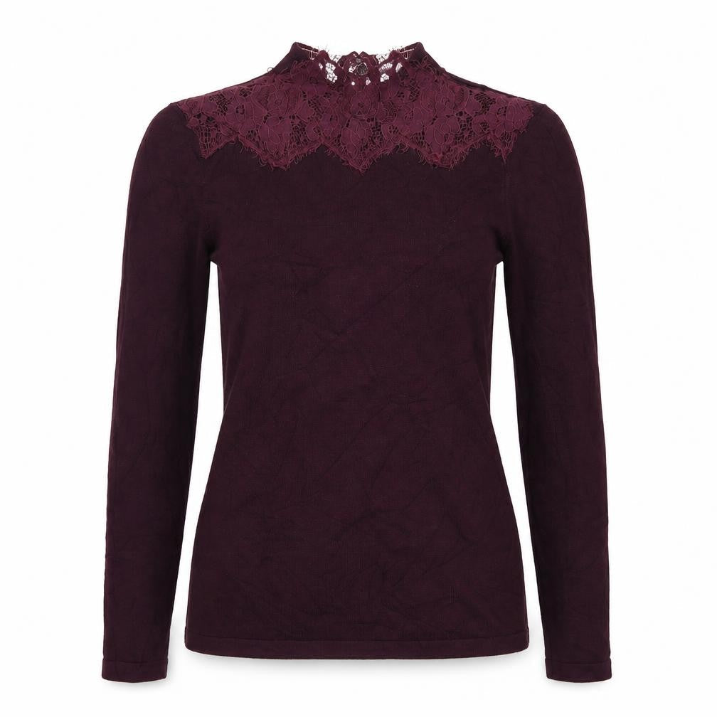 Warehouse Womens Purple Mock Neck  Viscose Pullover Jumper Size S