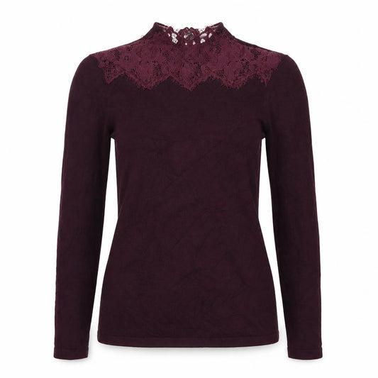 Warehouse Womens Purple Mock Neck  Viscose Pullover Jumper Size S