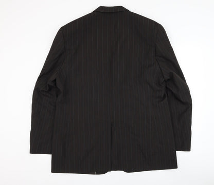 F&F Mens Brown Striped Polyester Jacket Suit Jacket Size 46