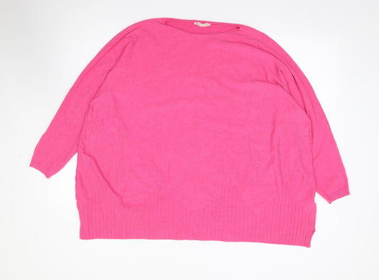 Mis Sugar Womens Pink Boat Neck  Polyamide Pullover Jumper Size L
