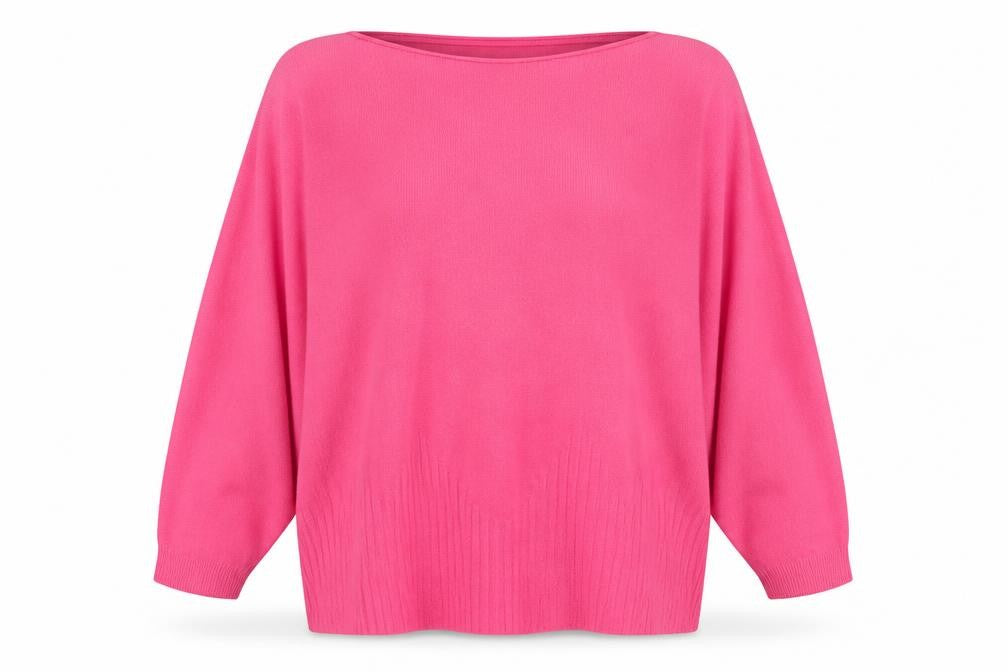 Mis Sugar Womens Pink Boat Neck  Polyamide Pullover Jumper Size L