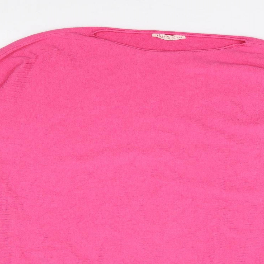 Mis Sugar Womens Pink Boat Neck  Polyamide Pullover Jumper Size L