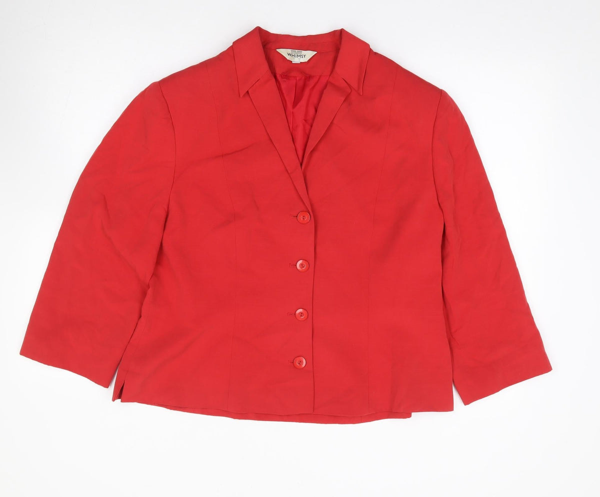 Whimsy Womens Red  Polyester Jacket Suit Jacket Size 16