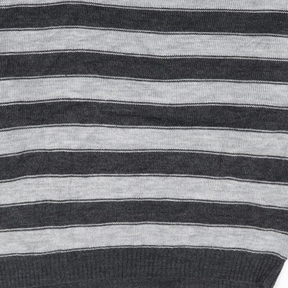 Littlewoods Womens Grey Round Neck Striped Acrylic Pullover Jumper Size 14