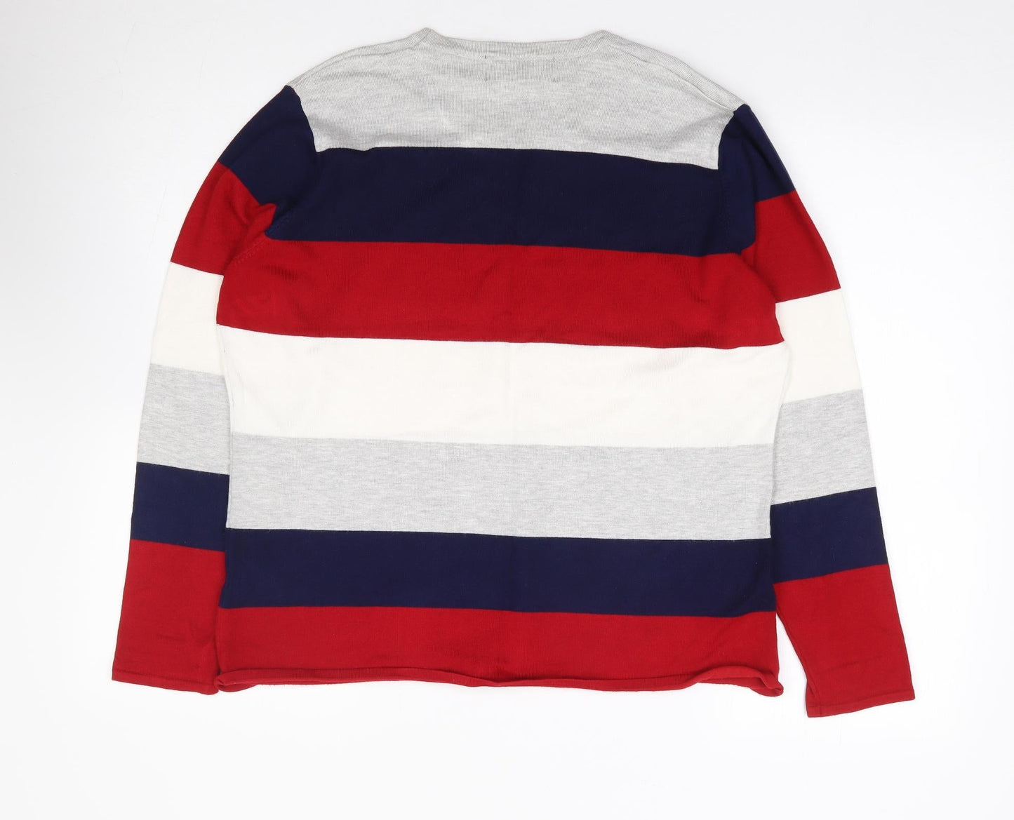 Paco Boutique Womens Multicoloured Round Neck Striped Viscose Pullover Jumper Size 14
