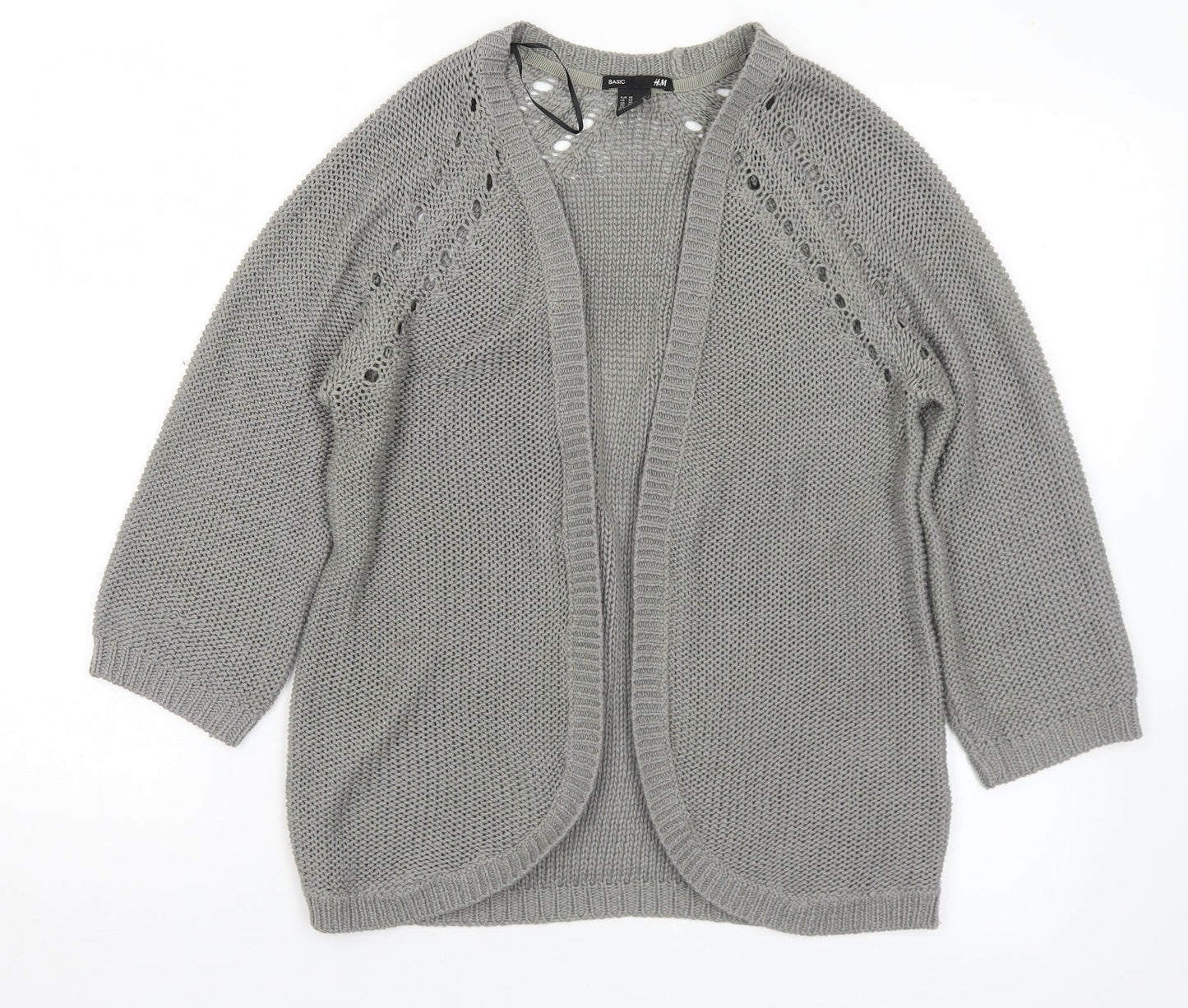 H&M Womens Grey V-Neck  Acrylic Cardigan Jumper Size XS