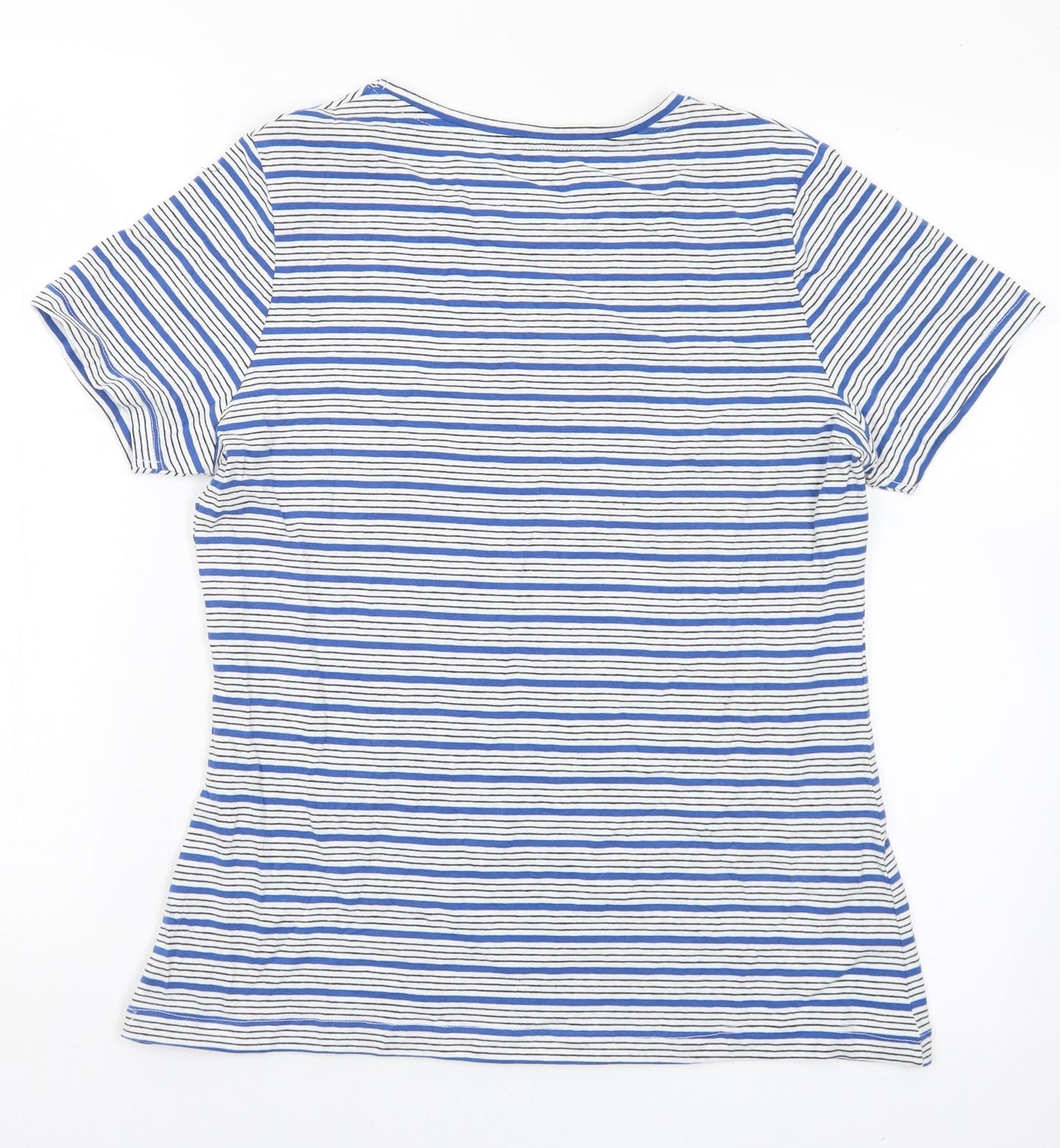 Dunnes Stores Womens Multicoloured Striped Cotton Basic T-Shirt Size M Round Neck