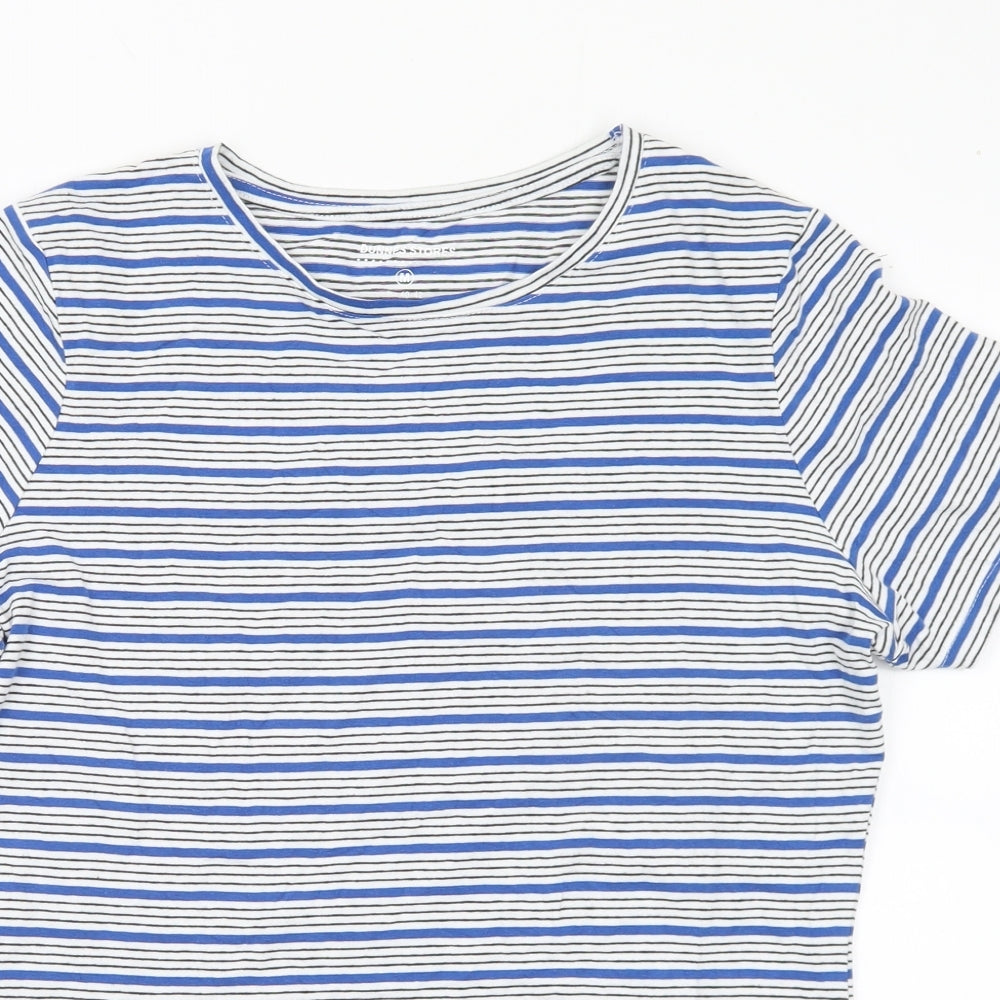 Dunnes Stores Womens Multicoloured Striped Cotton Basic T-Shirt Size M Round Neck