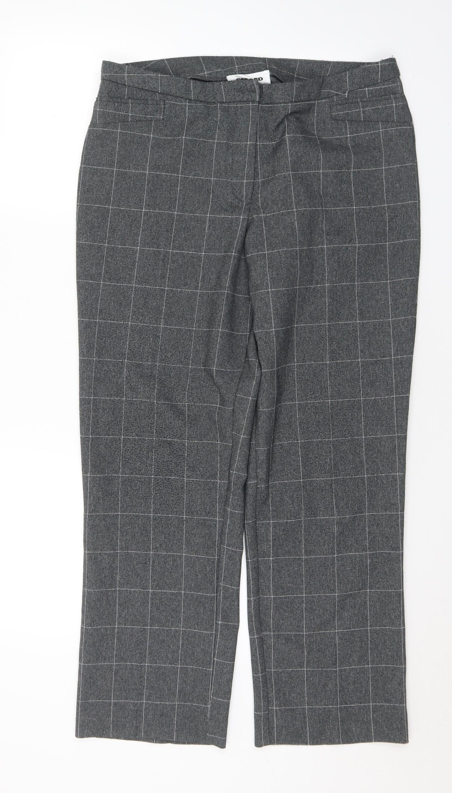 Gerard Womens Grey Check Polyester Trousers  Size 12 L28 in Regular