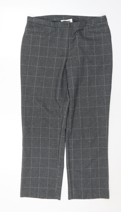 Gerard Womens Grey Check Polyester Trousers  Size 12 L28 in Regular