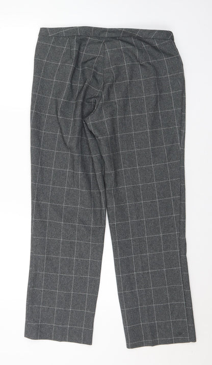 Gerard Womens Grey Check Polyester Trousers  Size 12 L28 in Regular