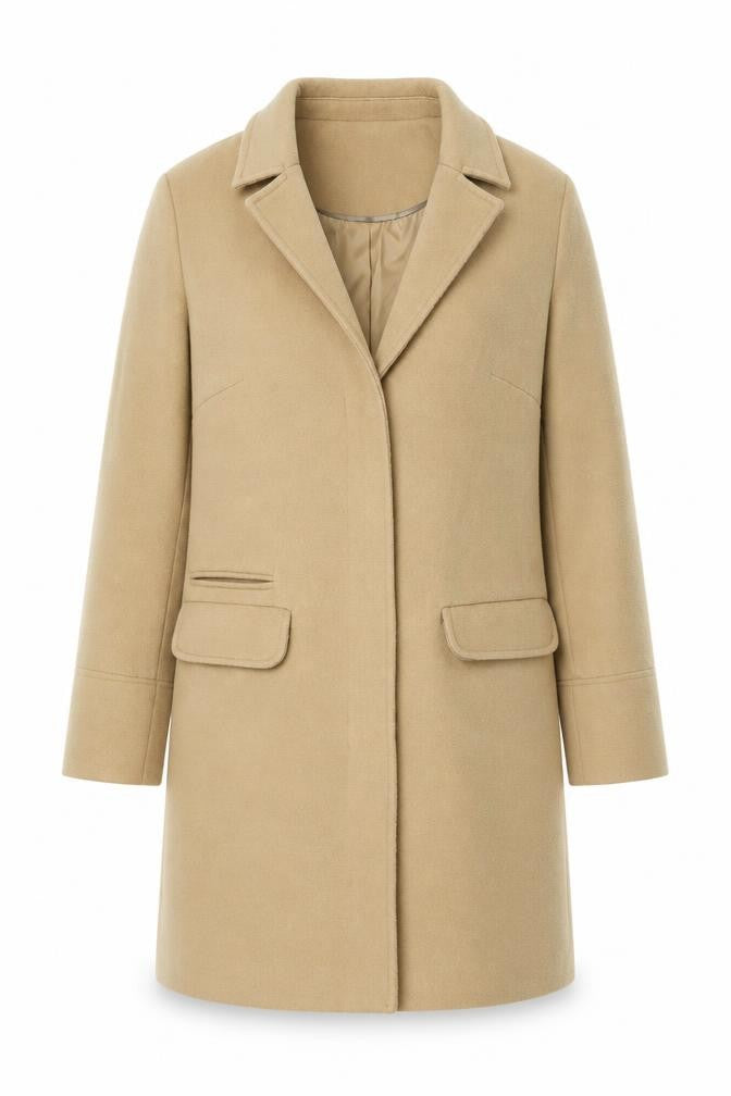Topshop Womens Beige   Pea Coat Coat Size 8  Snap