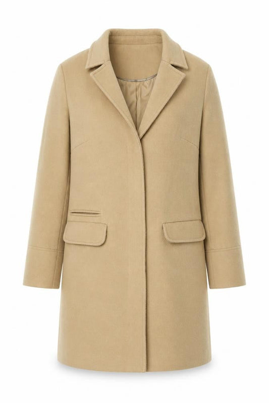 Topshop Womens Beige   Pea Coat Coat Size 8  Snap