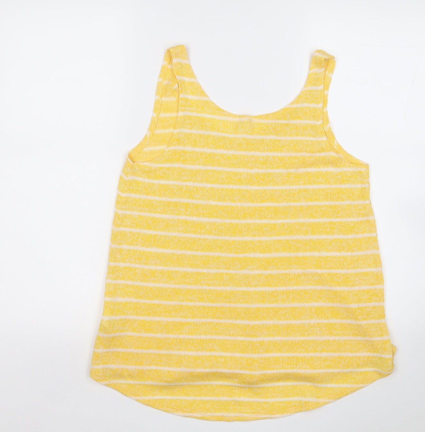 NEXT Womens Yellow Striped Viscose Basic Tank Size 10 Round Neck