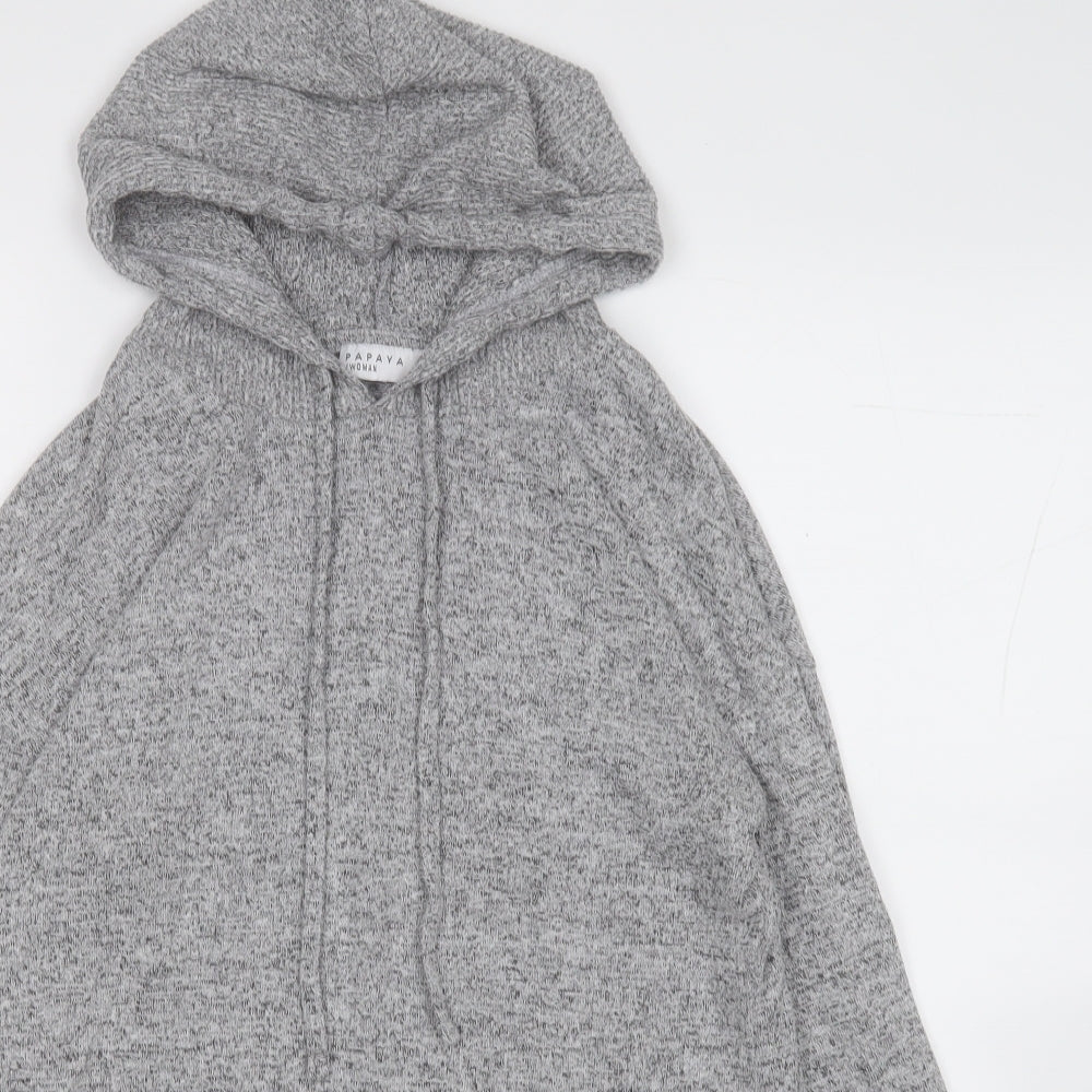 Papaya Womens Grey  Polyester Pullover Hoodie Size 10