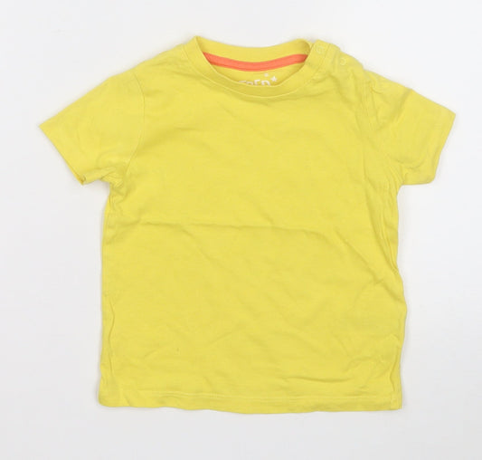 F&F Boys Yellow  Cotton Basic T-Shirt Size 12-18 Months Round Neck