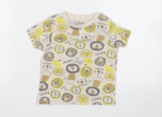 Peacocks Boys Multicoloured Geometric Cotton Basic T-Shirt Size 12 Months Round Neck  - Zoo Anmials