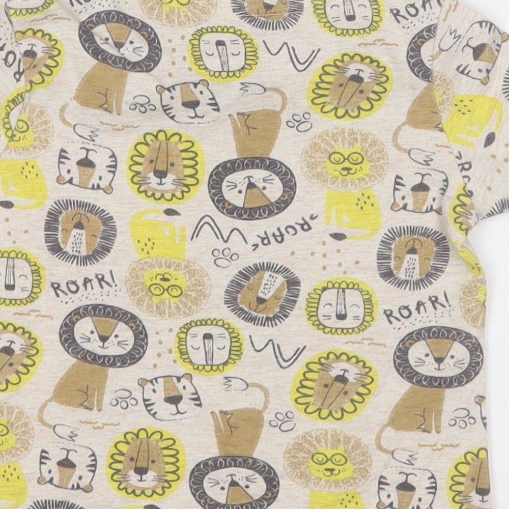 Peacocks Boys Multicoloured Geometric Cotton Basic T-Shirt Size 12 Months Round Neck  - Zoo Anmials