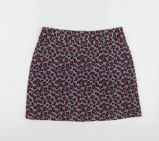 Topshop Womens Pink Animal Print Polyester Mini Skirt Size 36
